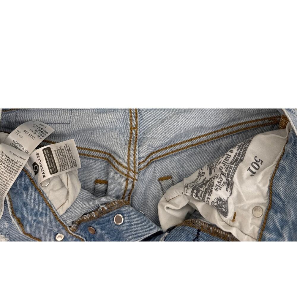 Levi's 501 Denim Button Fly Distressed Straight Leg Blue Jeans Size Women's 24 - Picture 4 of 4